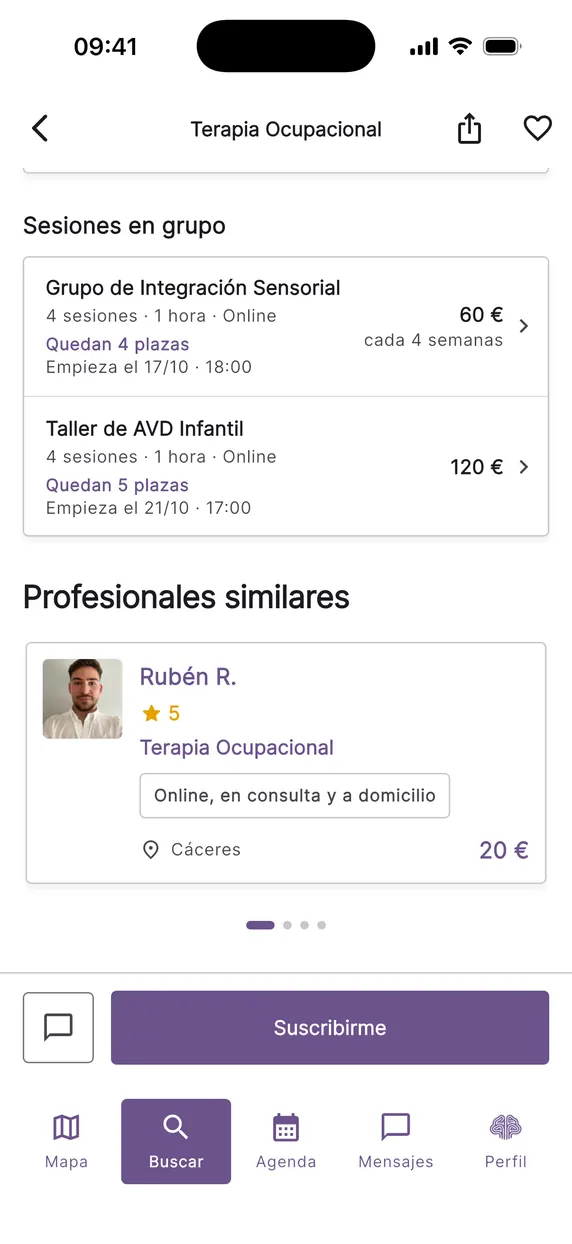 Sesiones en grupo de un profesional en Teratuti